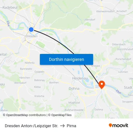 Dresden Anton-/Leipziger Str. to Pirna map