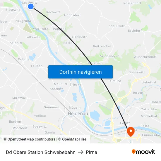 Dd Obere Station Schwebebahn to Pirna map