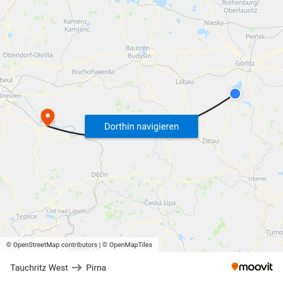 Tauchritz West to Pirna map