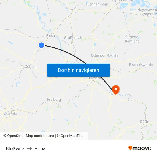 Bloßwitz to Pirna map