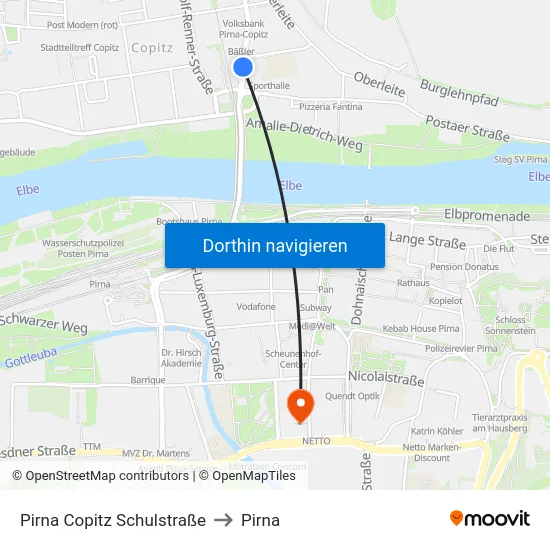 Pirna Copitz Schulstraße to Pirna map