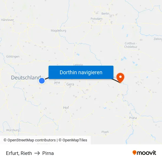 Erfurt, Rieth to Pirna map
