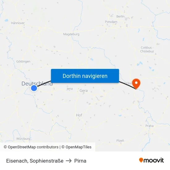 Eisenach, Sophienstraße to Pirna map