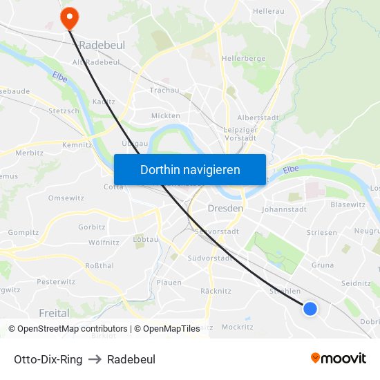 Otto-Dix-Ring to Radebeul map