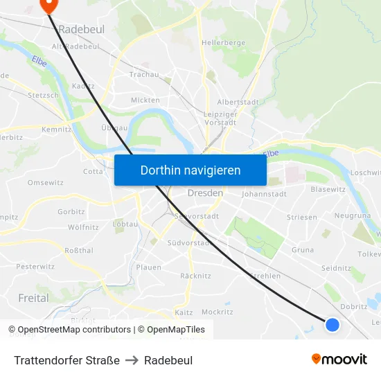 Trattendorfer Straße to Radebeul map