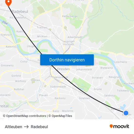 Altleuben to Radebeul map