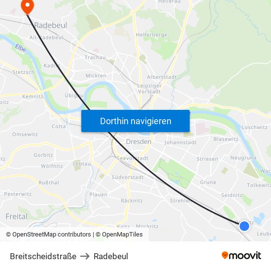 Breitscheidstraße to Radebeul map