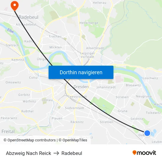 Abzweig Nach Reick to Radebeul map