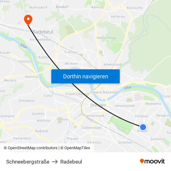 Schneebergstraße to Radebeul map
