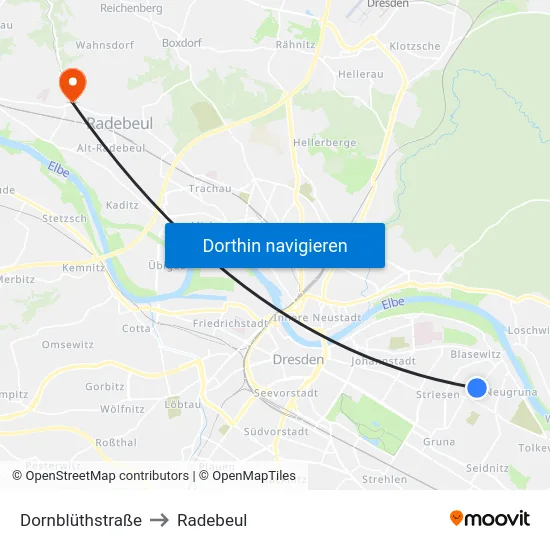 Dornblüthstraße to Radebeul map