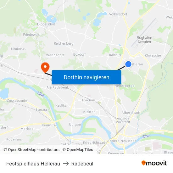 Festspielhaus Hellerau to Radebeul map
