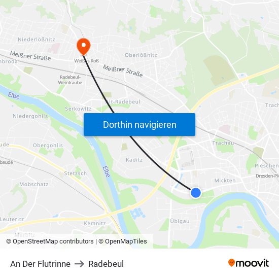 An Der Flutrinne to Radebeul map