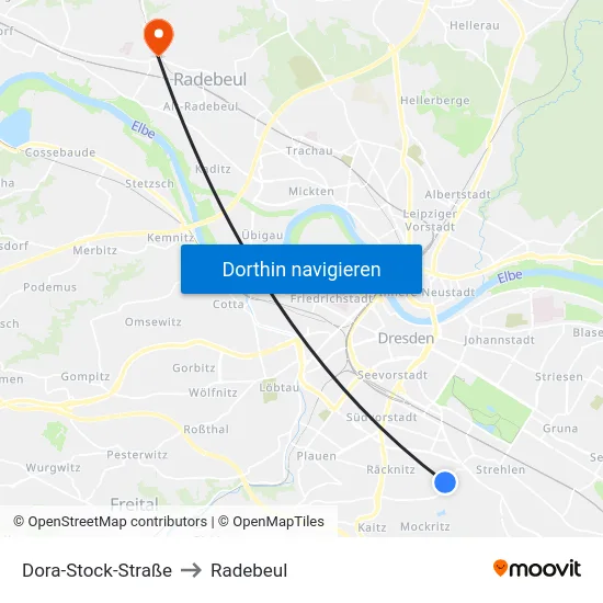 Dora-Stock-Straße to Radebeul map