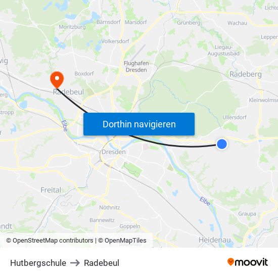 Hutbergschule to Radebeul map