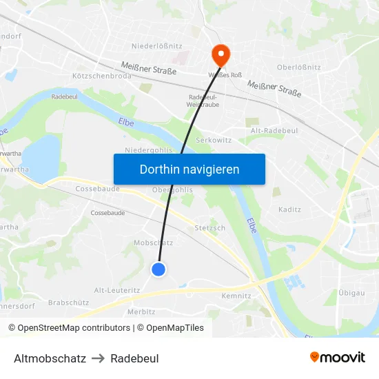 Altmobschatz to Radebeul map