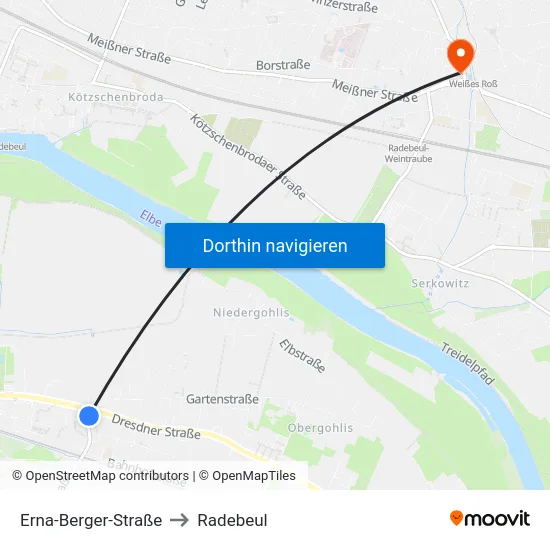 Erna-Berger-Straße to Radebeul map