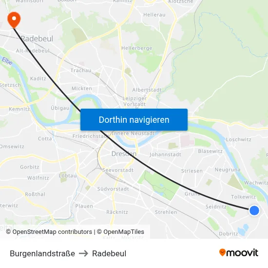 Burgenlandstraße to Radebeul map