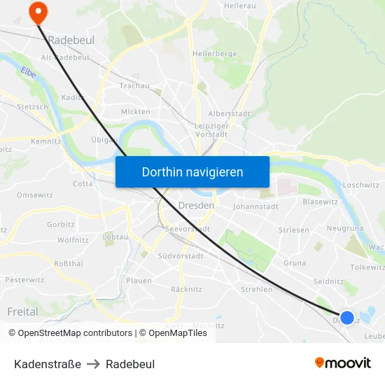 Kadenstraße to Radebeul map