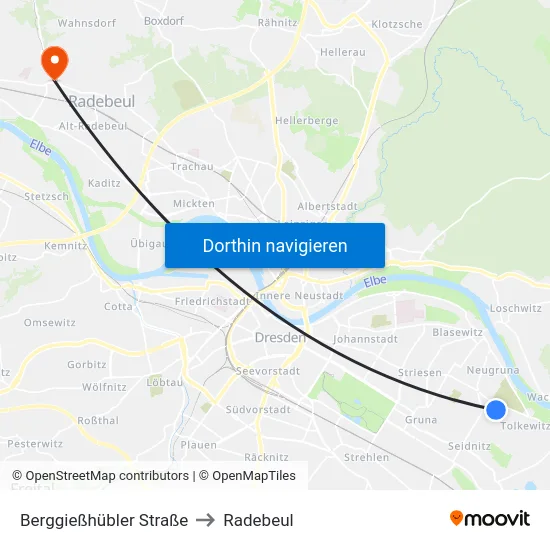 Berggießhübler Straße to Radebeul map