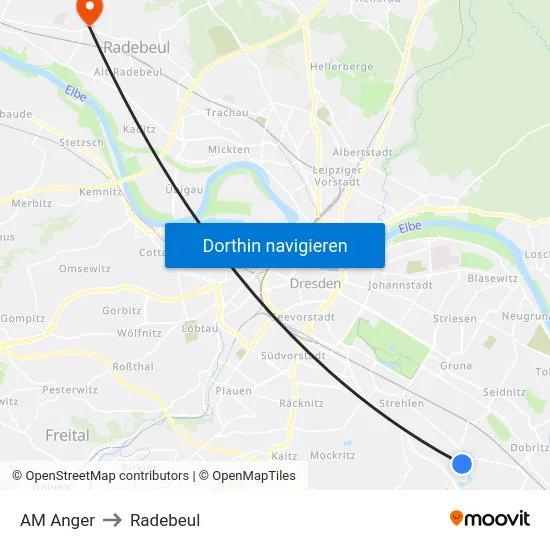 AM Anger to Radebeul map