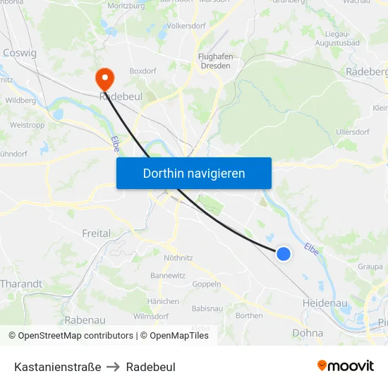 Kastanienstraße to Radebeul map