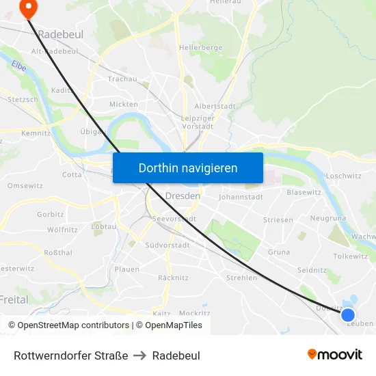 Rottwerndorfer Straße to Radebeul map