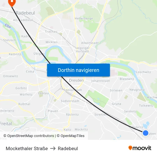 Mockethaler Straße to Radebeul map