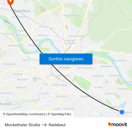 Mockethaler Straße to Radebeul map