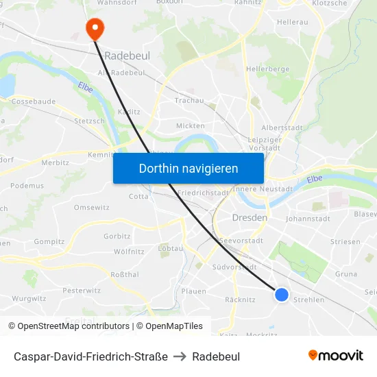 Caspar-David-Friedrich-Straße to Radebeul map