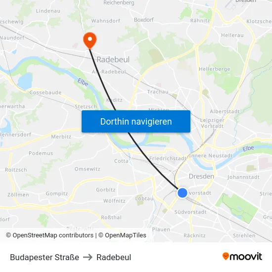 Budapester Straße to Radebeul map