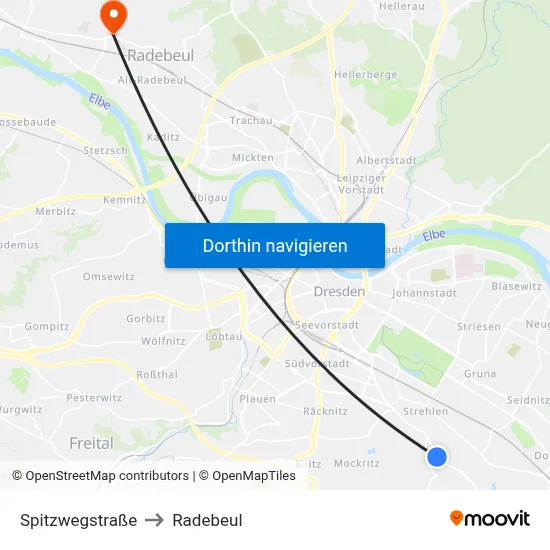 Spitzwegstraße to Radebeul map