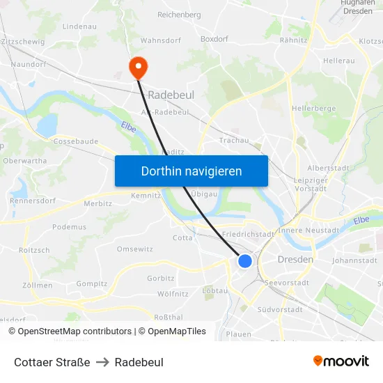 Cottaer Straße to Radebeul map