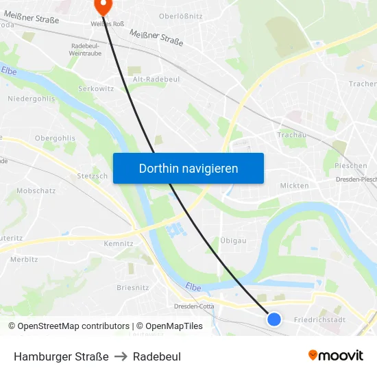 Hamburger Straße to Radebeul map
