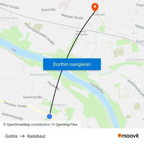 Gohlis to Radebeul map