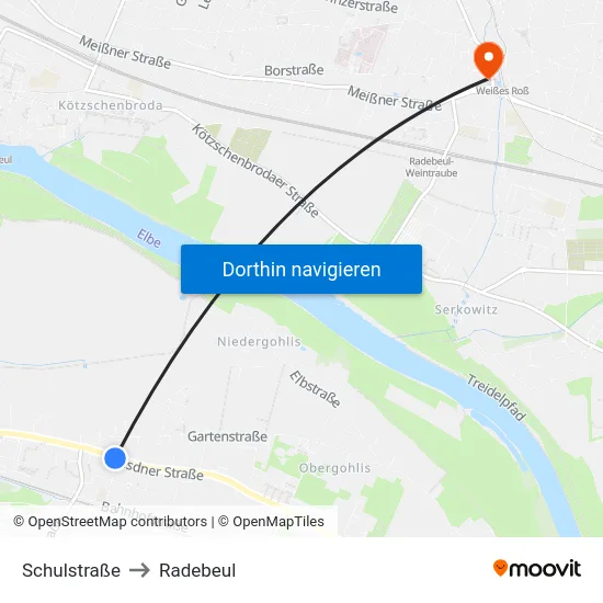 Schulstraße to Radebeul map