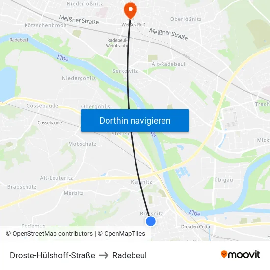 Droste-Hülshoff-Straße to Radebeul map