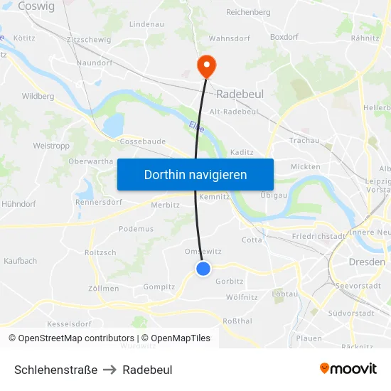 Schlehenstraße to Radebeul map