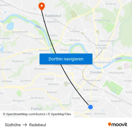 Südhöhe to Radebeul map