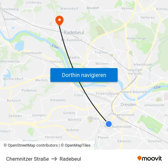Chemnitzer Straße to Radebeul map