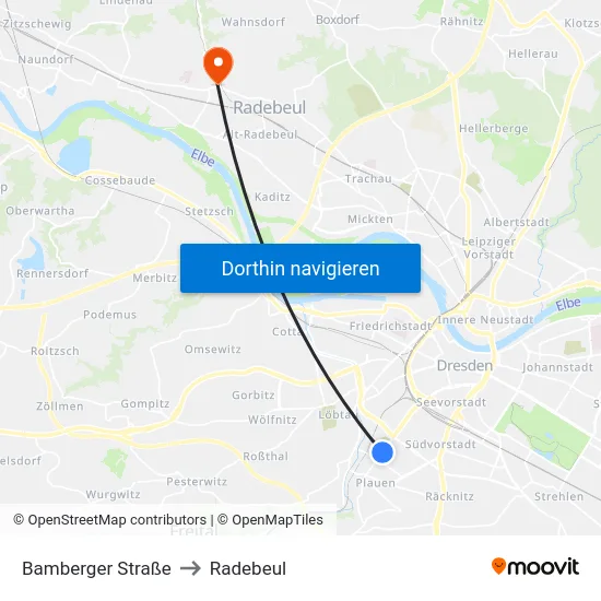 Bamberger Straße to Radebeul map