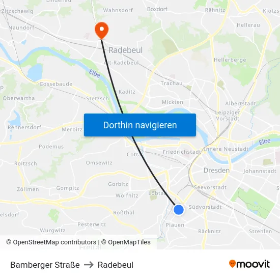 Bamberger Straße to Radebeul map