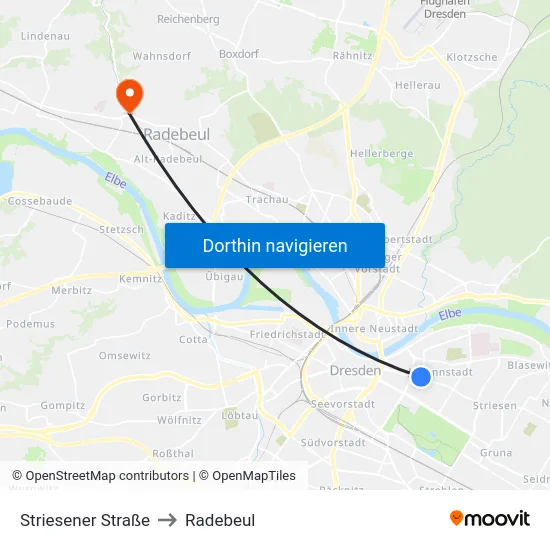 Striesener Straße to Radebeul map