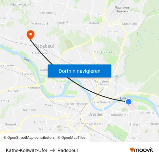 Käthe-Kollwitz-Ufer to Radebeul map