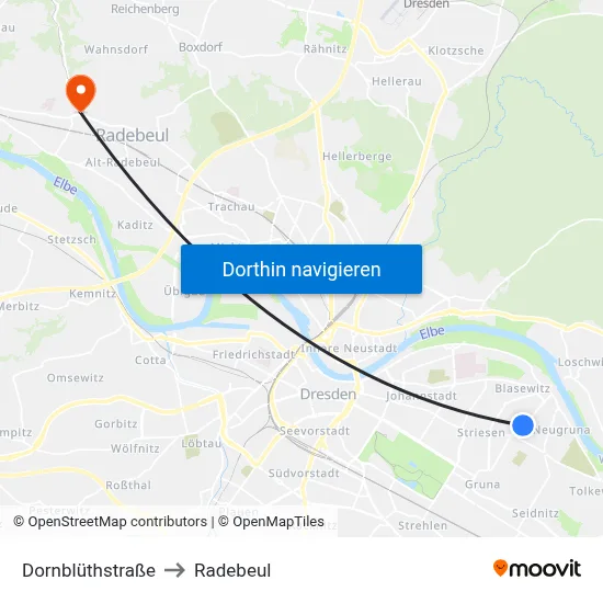 Dornblüthstraße to Radebeul map