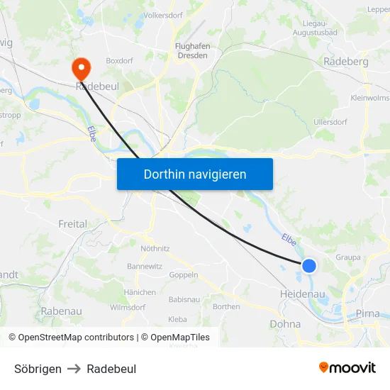 Söbrigen to Radebeul map