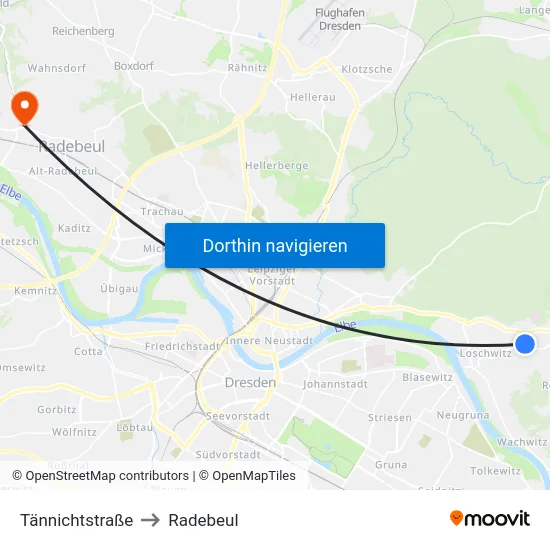 Tännichtstraße to Radebeul map