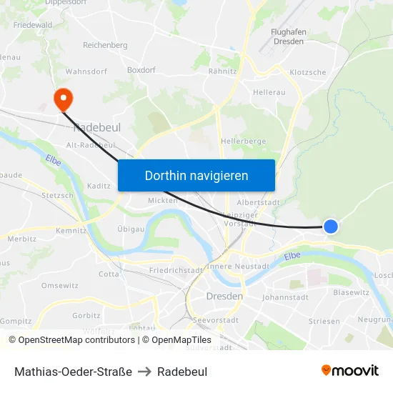 Mathias-Oeder-Straße to Radebeul map