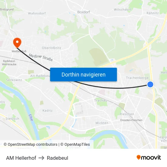 AM Hellerhof to Radebeul map