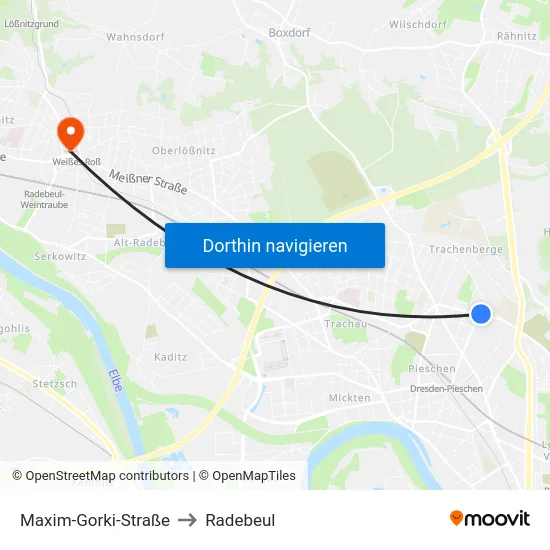 Maxim-Gorki-Straße to Radebeul map