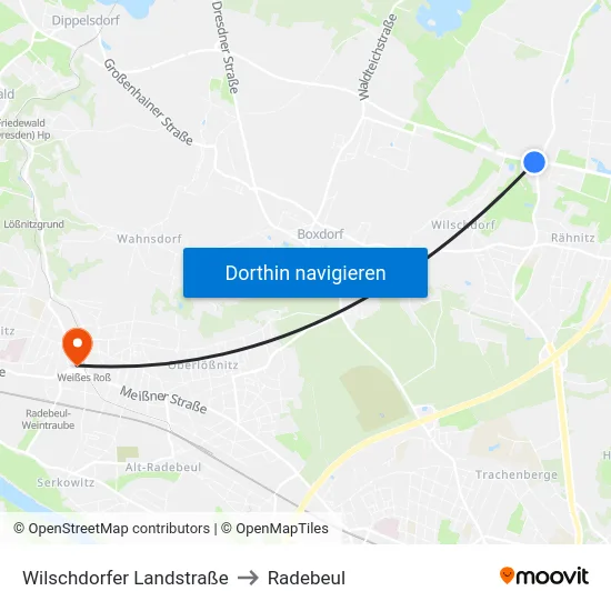 Wilschdorfer Landstraße to Radebeul map